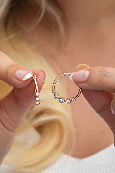 Nereze 925 Ayar Gümüş Zirkon Sıralı Beş Taşlı Tasarım Küpe