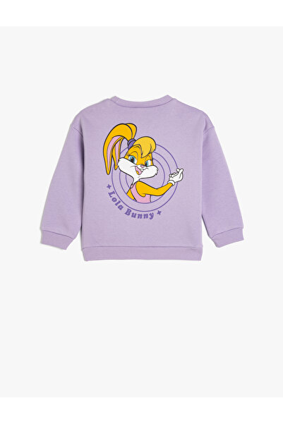 Koton Lola Bunny Lisanslı Baskılı Uzun Kollu Bisiklet Yaka Şardonlu Sweatshirt