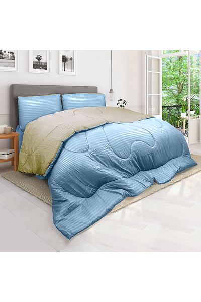 Hotel Linen Klub Stripe Reversible  Comforter Set- Ultra Soft  Microfiber Fabric, Soft Siliconized Fiber Filling