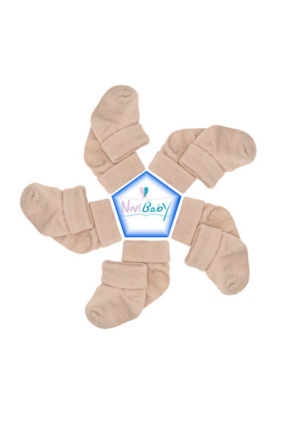 Novibaby 5-Piece Bamboo Newborn Baby Socks I Beige - Beige Baby Girl Boy Socks