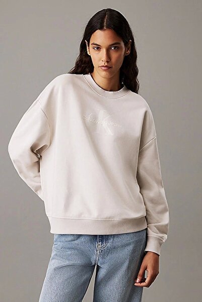 Calvin Klein CK Jeans GLOSSY MONOLOGO REGULAR CREWNECK Kadın Sweatshirt J20J2...
