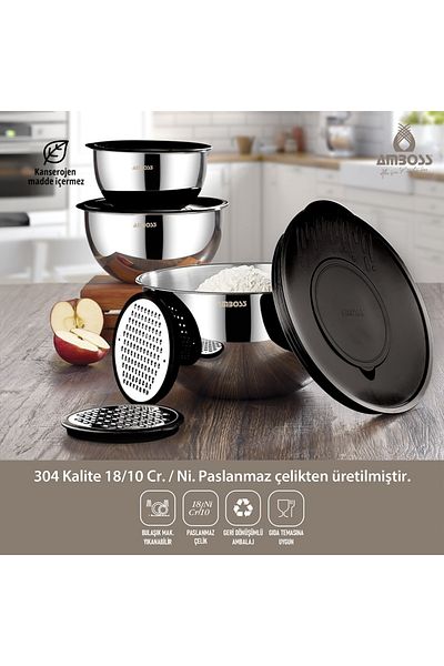 Amboss SATIN BOWL SET 9 PCS / black