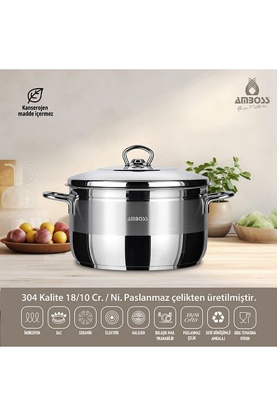 Amboss 30*18 CM INDUCTION BASED DEEP POT / STEEL LID