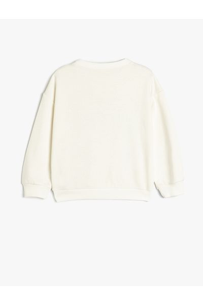 Koton Bow Printed Long Sleeve Crew Neck Oversize Sweatshirt