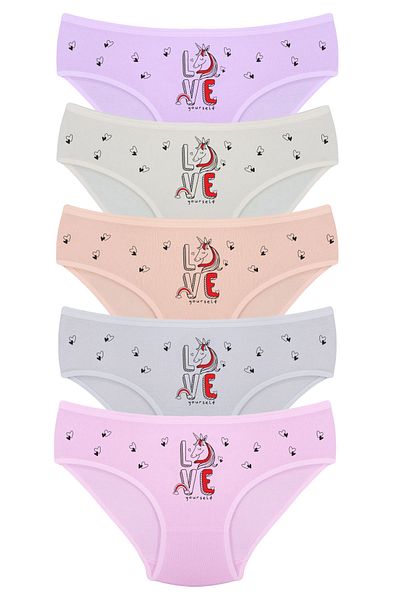 Onurel Κοριτσίστικα εσώρουχα 5 συσκευασιών Mixed Love Unicorn Printed Lycra