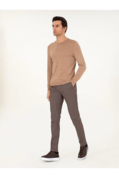 Cacharel Kahverengi Slim Fit Pamuk Karışımlı Kanvas Pantolon 50292336-VR029
