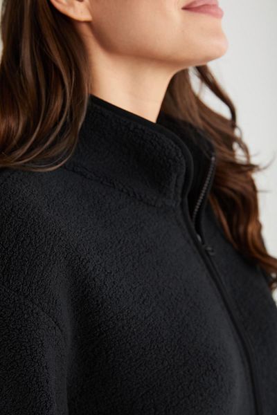 Penyemood Cardigan negru Welsoft pentru femei - mânecă lungă, fermoar C0T4N7O9