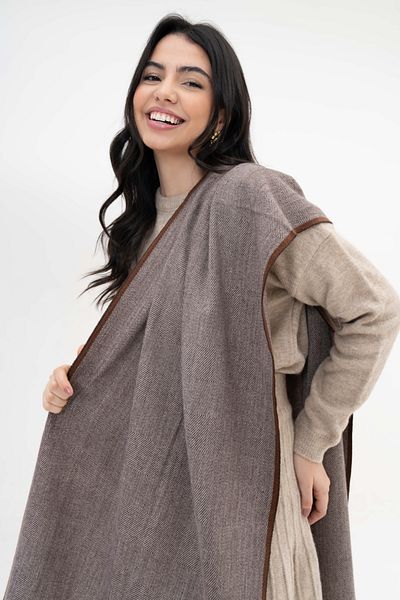 FENZA SCARF ȘAL DE IARNĂ CU DETALII KELVIN STRIP, AMESTEC DE LÂNĂ-ACRILIC