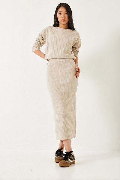 Bianco Lucci Women's Crew Neck Long Sleeve Skirt Bottom Top Suit 0182 60261207