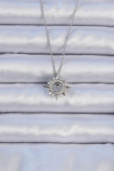 Store 316L Steel Chain Silver Color Zircon Stone Shining Star Necklace