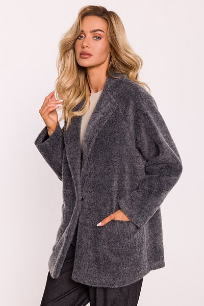 Made of Emotion Krátký oversized kabát s patentním knoflíkem