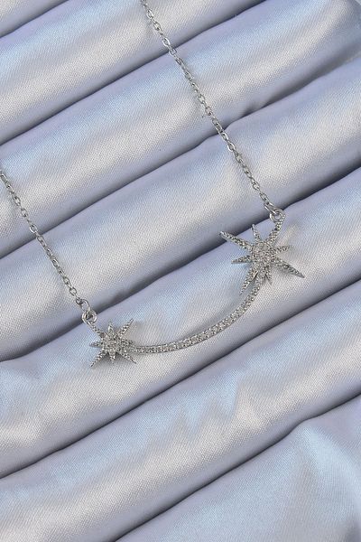 Store 316L Steel Chain Silver Color Zircon Stone Polar Star Necklace