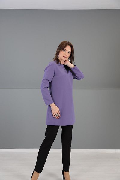ÖNDER ÖZSOY O-Neck Long Sleeve Blouse-Lilac