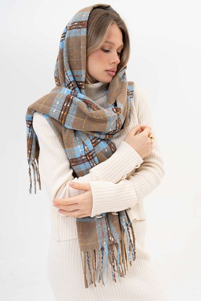 FENZA SCARF LOLA SQUARE STRIPES MODEL LANA-AKRILIC MIXTĂ BATĂ DE IARNĂ