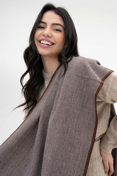 FENZA SCARF ȘAL DE IARNĂ CU DETALII KELVIN STRIP, AMESTEC DE LÂNĂ-ACRILIC