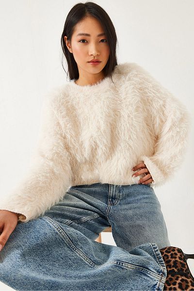 Bianco Lucci Women's Furry Knitwear Sweater 241223 60261213
