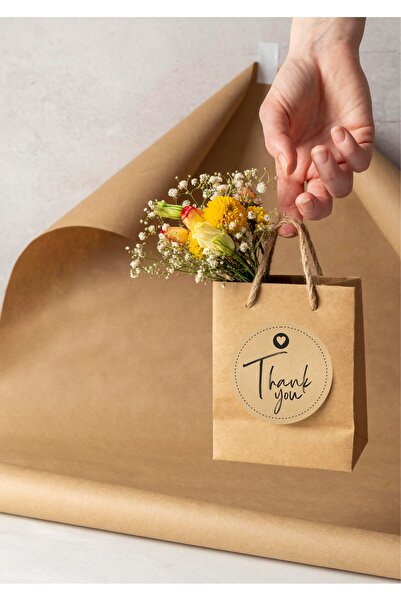 NEON Dijital Baskı Merkezi 250 Pieces Kraft Labels - Thank You - Hand Made - ...