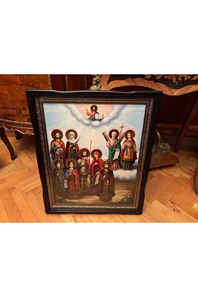 tayfuntufan antika koleksiyon Porselen üzeri el boyama tablo çift çerçeve içinde 58,5 cm 48,5 cm ölçülerinde