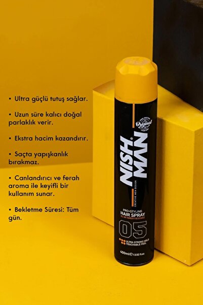 NISHMAN 05 Saç Şekillendirici Sprey - Ultra Tutuş - 400 ml