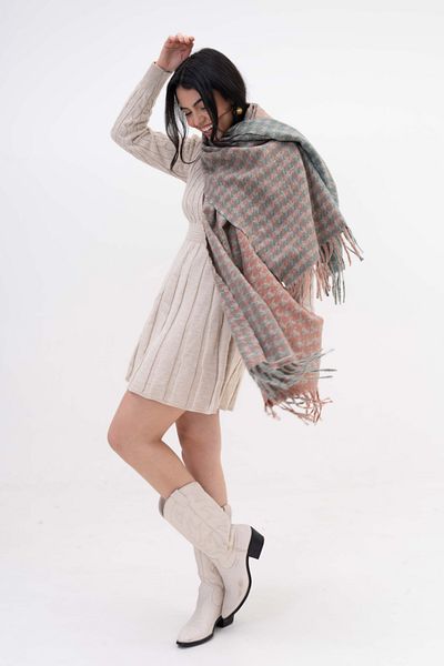 FENZA SCARF LISA DEGRADE WRENCH PATTERN MIXT DE LANA-AKRILĂ BĂRĂ DE IARNĂ