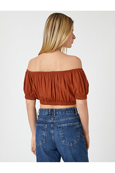 Koton Ελαστική Crop Μπλούζα Off Shoulder