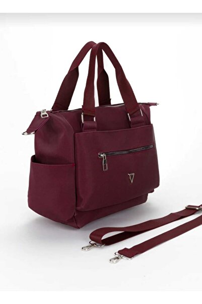 MAC&MOS Women's Burgundy Compartment Hand and Shoulder Bag