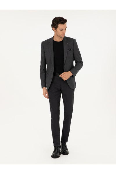 Cacharel Siyah Slim Fit Pamuk Karışımlı Kanvas Pantolon 50292336-VR046