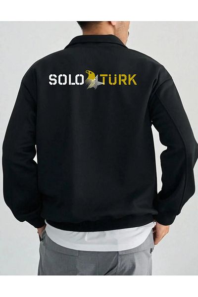 AEMİ Unisex Solo Turkish Back Printed Half Zipper Oversize Sweatshirt