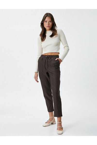 Koton Carrot Trousers with Lace Waist and Pocket Detail