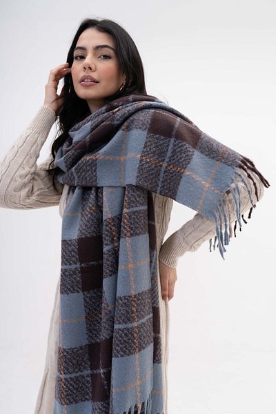FENZA SCARF ADELA STRIPED SQUARE MODEL LANA-AKRILIC MIXTĂ BĂRĂ CU MODEL