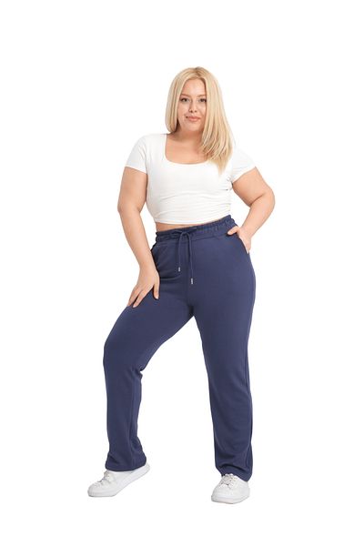 TAMPAP 322 Pantaloni de trening modal pentru femei, cu talie înaltă, cu buzunare drepte