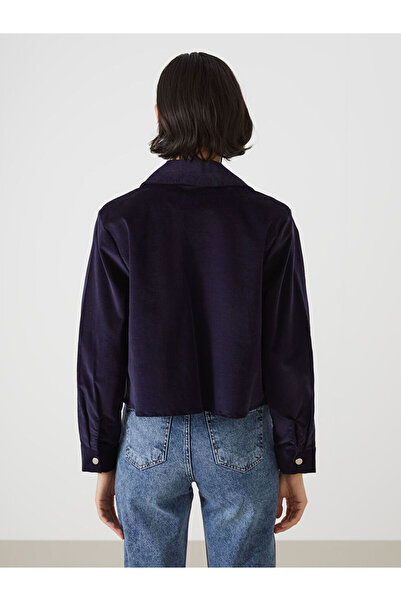 LC Waikiki LCW Vision Lacivert Kadife Kadın Gömlek Ceket