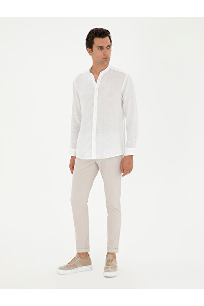 Cacharel Bej Slim Fit Beli Bağcıklı Kanvas Pantolon 50289151-VR011