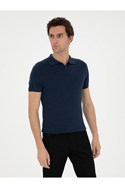 Cacharel Indigo Slim Fit Polo Neck Knitwear T-Shirt 50285361-Vr028