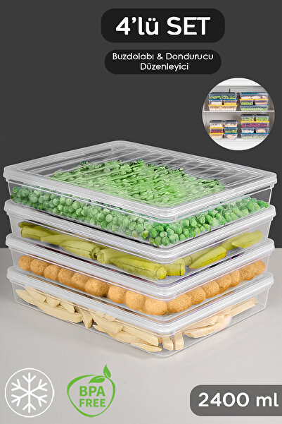 Meleni Home 4'lü Şeffaf Kapaklı Mikrodalga Uyumlu Saklama Kabı - Organizer Dü...