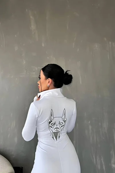 Love Fab Μόδα φόρμα καταδύσεων με στάμπα Doberman με φερμουάρ