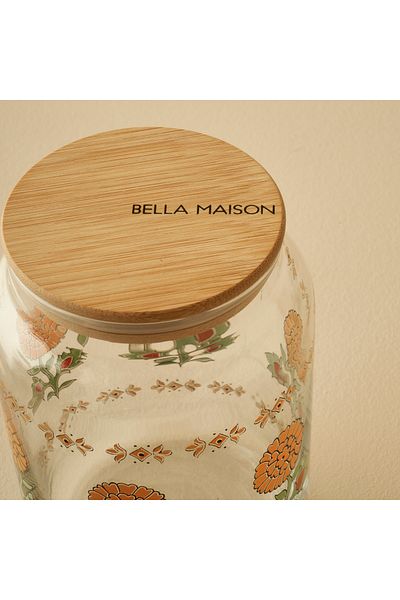Bella Maison Indian Flower Bamboo Jar with Lid Mustard (970 Cc)