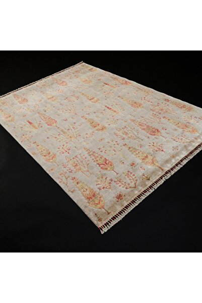 Eko Halı Zara Serisi Otantik Desenli Krem Bambu Halı