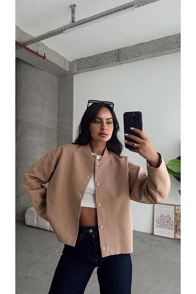 mydukkan.co Mink Ribbed Collar - Snap Detailed Jacket