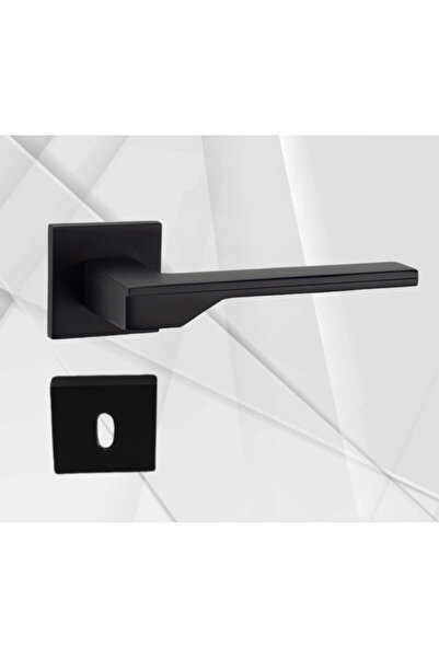 almital mobilya aksesuarları furniture accessories Stilo Siyah 5 Adet Oda 2 Adet Wc Kare Rozetli Kapı Kolu Set