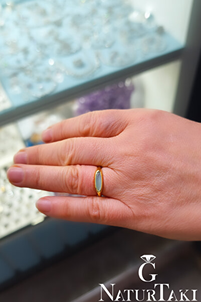 Naturtakı Pırlanta İşçiliği Aventurin Doğal Taşı Çıkmaz Saf Altın Kaplama Güm...