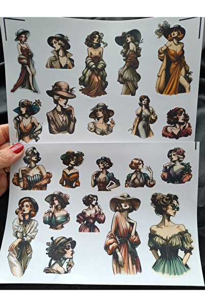 Pink Swan Craft Set de autocolante pentru femei de modă vintage - Autocolante...