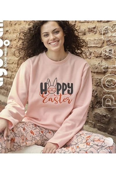 Aydoğan Women's Long Sleeve Fleece Pajama Set