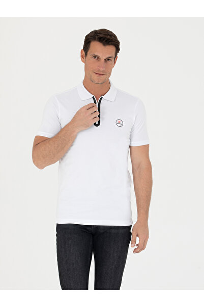 Cacharel تي شيرت أبيض بياقة بولو بقصة ضيقة 50266467-VR013