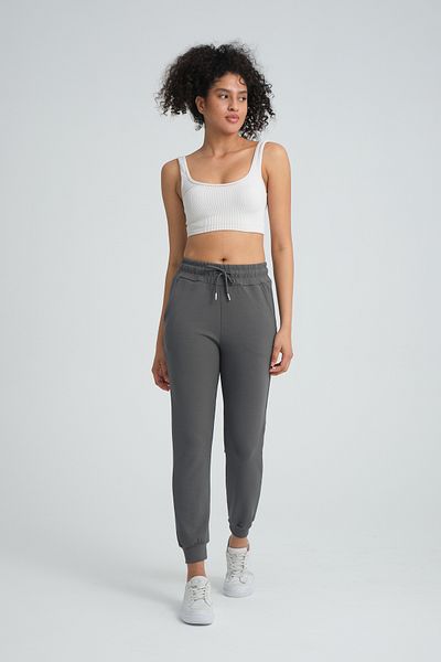 TAMPAP 341 Pantaloni de sport pentru femei Jogger Modal cu talie înaltă, cu buzunare pentru picioare