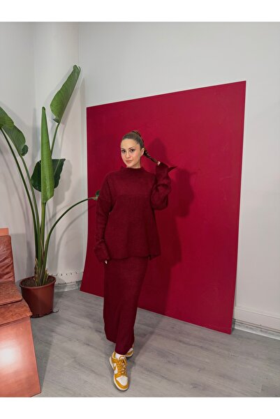 novalook Set de tricotaje pentru femei: Pulover și fustă maxi