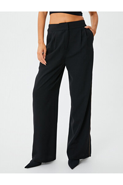 Koton Palazzo Pantolon Bol Paça Cep Detaylı Yüksek Bel