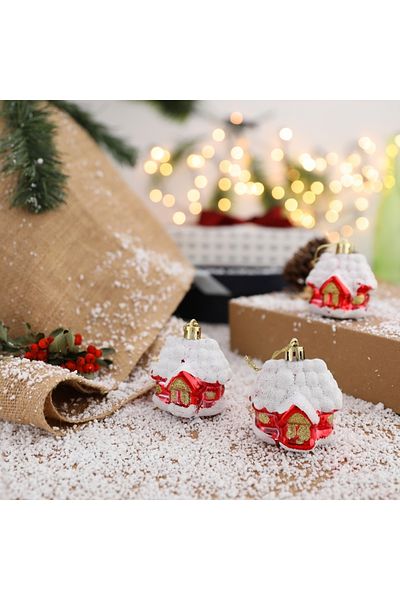 Yenigeldi 9 cm 3-Piece House-Shaped Pine Tree Ornament, Christmas Tree Ornament