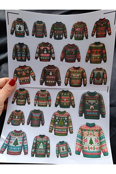 Pink Swan Craft Vintage Yılbaşı Çirkin Sweatler Etiket Seti, Bullet Journal, ...