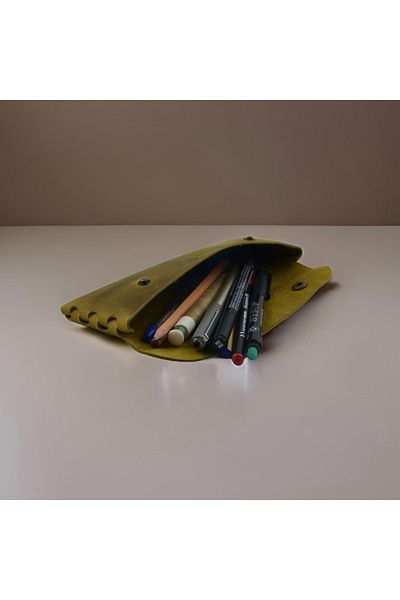 Mess collection Leather Pen Holder, Genuine Leather Small Pencil Case – Business, Office, School Accessories Holder